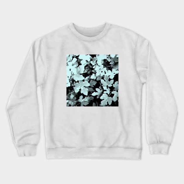 Fallen leaves, light blue pale-blue, grey, fall, autumn, leaves, pattern, leaf, botanical, xmas, christmas, spring, holidays, summer, Crewneck Sweatshirt by PrintedDreams